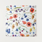 美しい山の花、水の色、ケシ、とうもろこし花 タペストリー (正面(横))