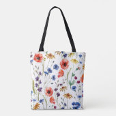 美しい山の花、水の色、ケシ、とうもろこし花 トートバッグ (裏面)