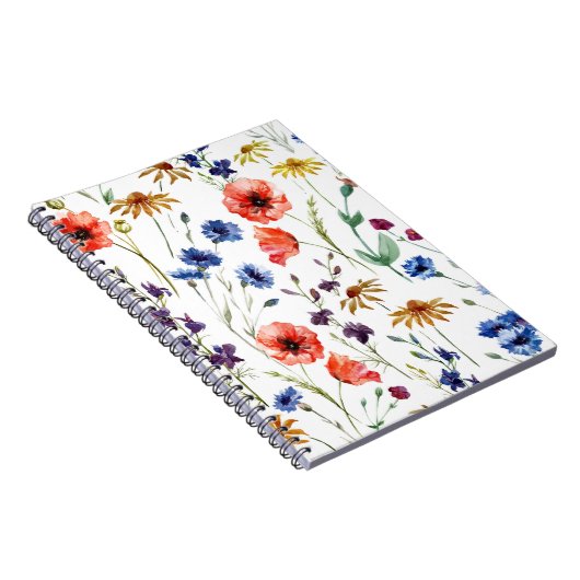 美しい山の花、水の色、ケシ、とうもろこし花 ノートブック (右側)
