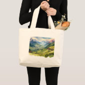 美しい山の谷のアートワーク ラージトートバッグ (正面(商品))