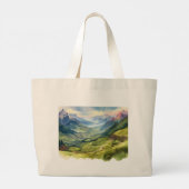 美しい山の谷のアートワーク ラージトートバッグ (裏面)