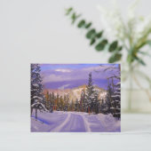 美しい山の雪のクリスマスカード ポストカード (スタンド正面)