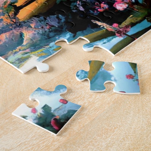 美しい山の風景の木の芸術 ジグソーパズル (側面)