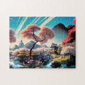 美しい山の風景の木の芸術 ジグソーパズル (横)