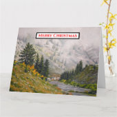 美しい山の風景作品 カード (黄色い花)