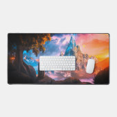美しい山を見下ろす魔法使い デスクマット (キーボード&マウス)