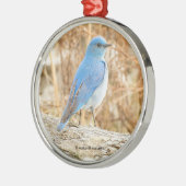 美しい山ブルーバードソンバードオンログ メタルオーナメント (左)