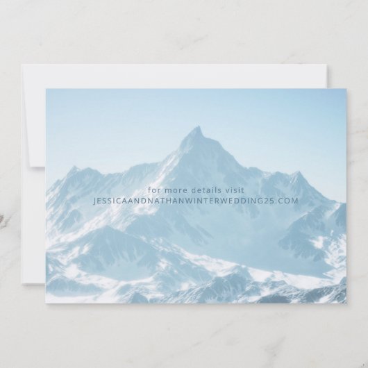美しい山写真冬の結婚式 セーブザデート (裏面)
