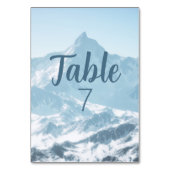 美しい山写真冬の結婚式 テーブルナンバー (裏面)