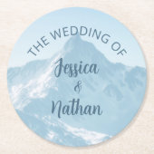 美しい山写真冬の結婚式 ラウンドペーパーコースター (正面)