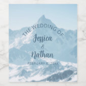 美しい山写真冬の結婚式 ワインラベル (シングルラベル)