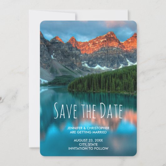 美しい山岳風景の写真 ウェディング セーブザデート (正面)