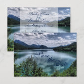 美しい山湖での結婚式　保存日付カード セーブザデート (正面/裏面)