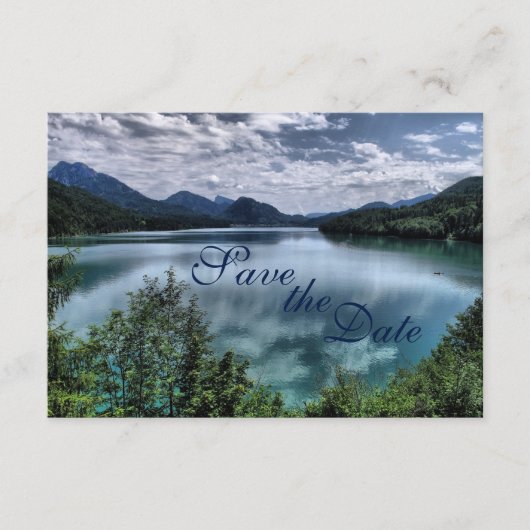 美しい山湖での結婚式　保存日付カード セーブザデート (正面)
