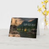 美しい山湖の写真の誕生日カード カード (黄色い花)
