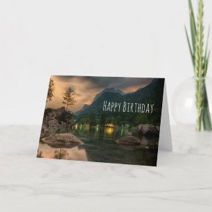 美しい山湖の写真の誕生日カード カード