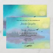 美しい山湖の風景のウェディング 招待状 (正面/裏面)