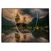 美しい山湖、夕べ写真 ラージペーパーバッグ (正面)