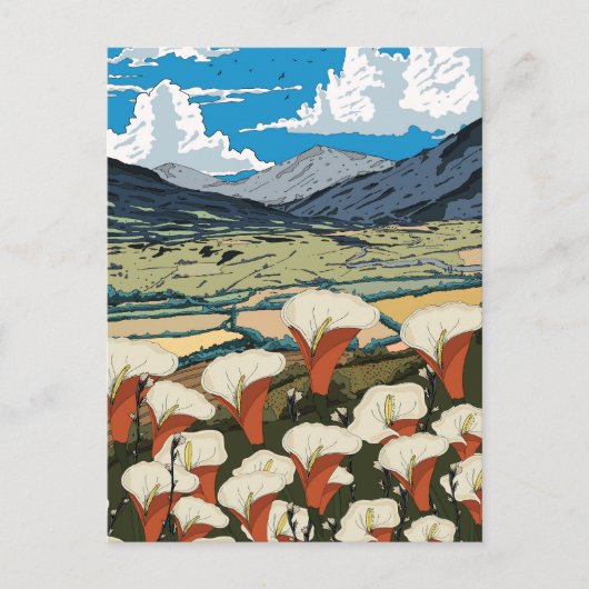 美しい山花牧草地の風景 ポストカード (正面)