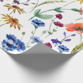 美しい山花、水色、ケシ、とうもろこし花 ラッピングペーパー (角)