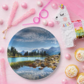 美しい山草原の景色の紙皿 ペーパープレート (パーティー)