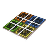 美しい市松模様にカラフル幾何ストライプ タイル (側面)