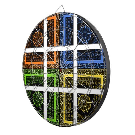 美しい市松模様にカラフル幾何ストライプ ダーツボード (正面右)