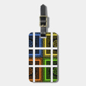 美しい市松模様にカラフル幾何ストライプ ラゲッジタグ (正面縦)