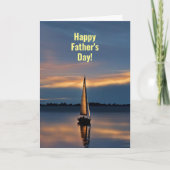 美しい帆船と夕日のある父の日 カード (正面)