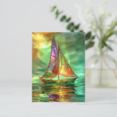 美しい帆船のアートワーク、AIによって生成、 ポストカード (スタンド正面)