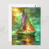 美しい帆船のアートワーク、AIによって生成、 ポストカード (正面/裏面)