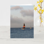 美しい帆船の写真 カード (黄色い花)