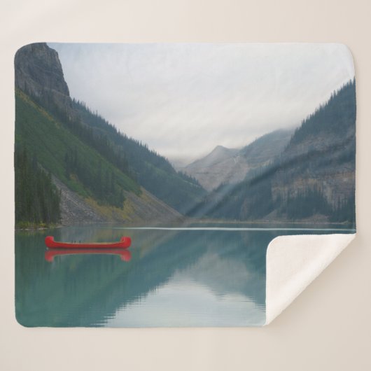 美しい平和な湖レッドカヌボート シェルパブランケット (正面(横))