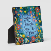 美しい平和の名言 フラワー バタフライ  inspirational フォトプラーク (正面)