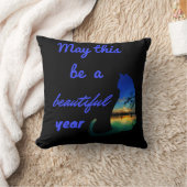 美しい年の猫サンセットブラックカラー装飾用クッション クッション (ブランケット)