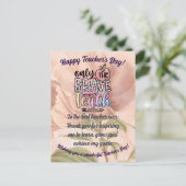 美しい幸せな先生の一日の感謝 ポストカード (スタンド正面)