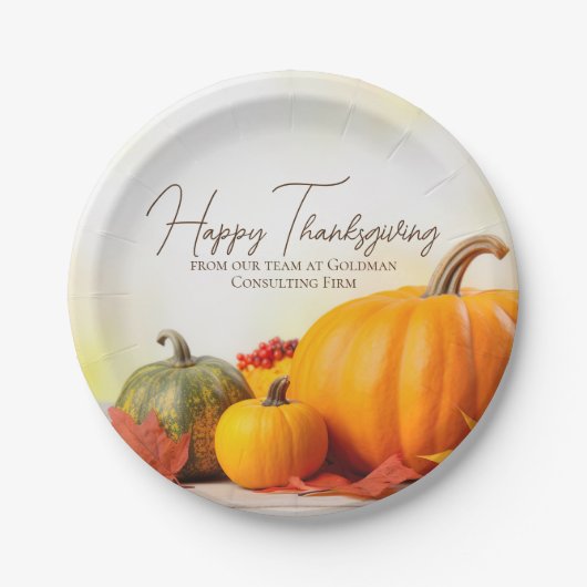 美しい幸せな感謝祭カスタマイズ可能なパーティー ペーパープレート (正面)