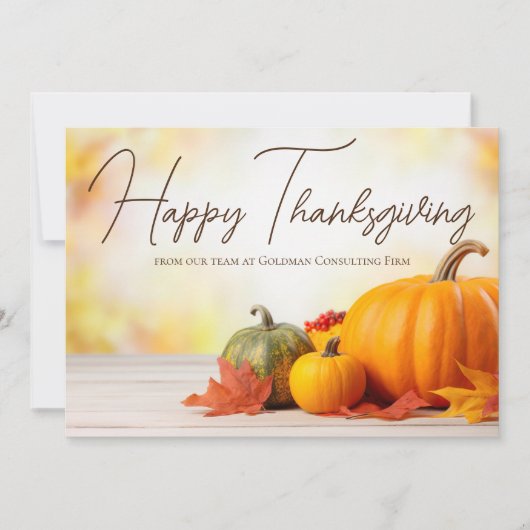 美しい幸せな感謝祭カスタマイズ可能なビジネス シーズンカード (正面)