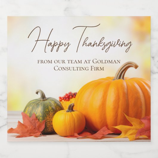 美しい幸せな感謝祭カスタマイズ可能なビジネス スパークリングワインラベル (シングルラベル)