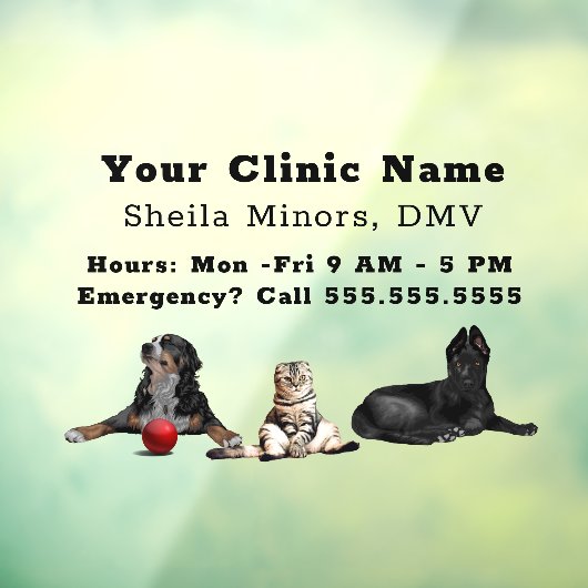 美しい幸せな犬と猫の獣医の窓C ウィンドウサイン (シート3)