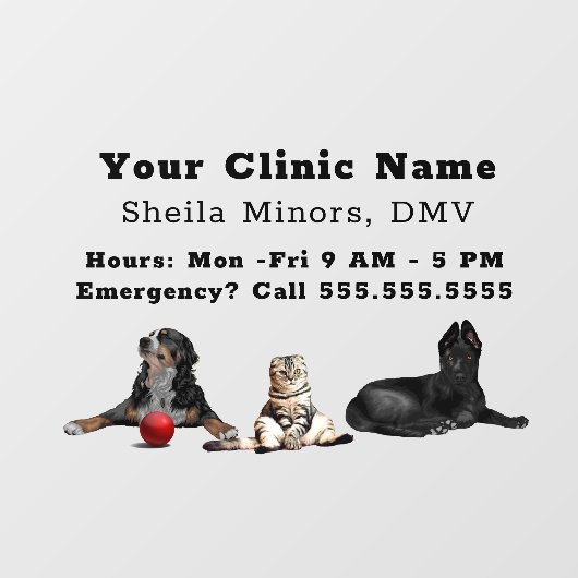 美しい幸せな犬と猫の獣医の窓C ウィンドウサイン (シート)