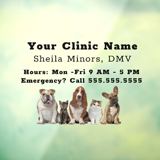 . .美しい幸せな犬と猫の獣医  ウィンドウサイン (シート3)