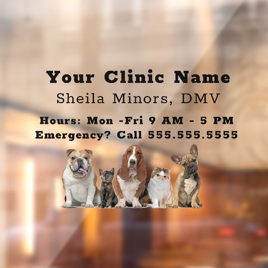 . .美しい幸せな犬と猫の獣医  ウィンドウサイン (シート2)