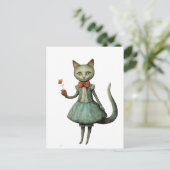 美しい幻想的な灰色の猫 ポストカード (スタンド正面)