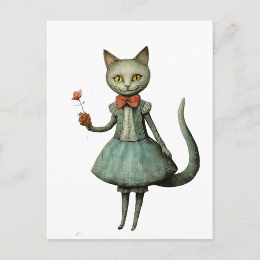美しい幻想的な灰色の猫 ポストカード (正面)