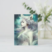 美しい幻想的な狼の動物グラフィック ポストカード (スタンド正面)