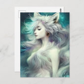 美しい幻想的な狼の動物グラフィック ポストカード (正面/裏面)