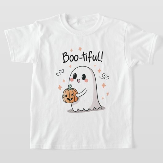 「美しい幽霊ハロウィーンのキッズTシャツ Tシャツ (レイダウン)