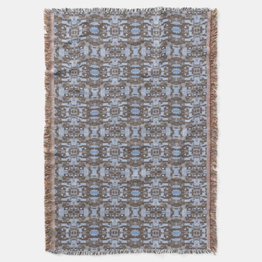 美しい幾何学的な庭園、青と茶色 スローブランケット (正面縦)