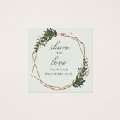 美しい幾何学的フローラ結婚のハッシュタグカード (正面)